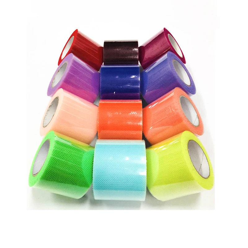 25 ярдов ярких красочных блестящих рулонов органзы Прозрачная Марля украшения