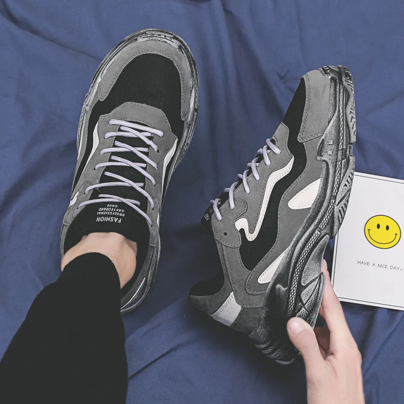 Hip Hop chunky sneakers Man Designer Spring Autumn Male Shoes Tenis Masculino Krasovki black Breathable platform shoes | Обувь