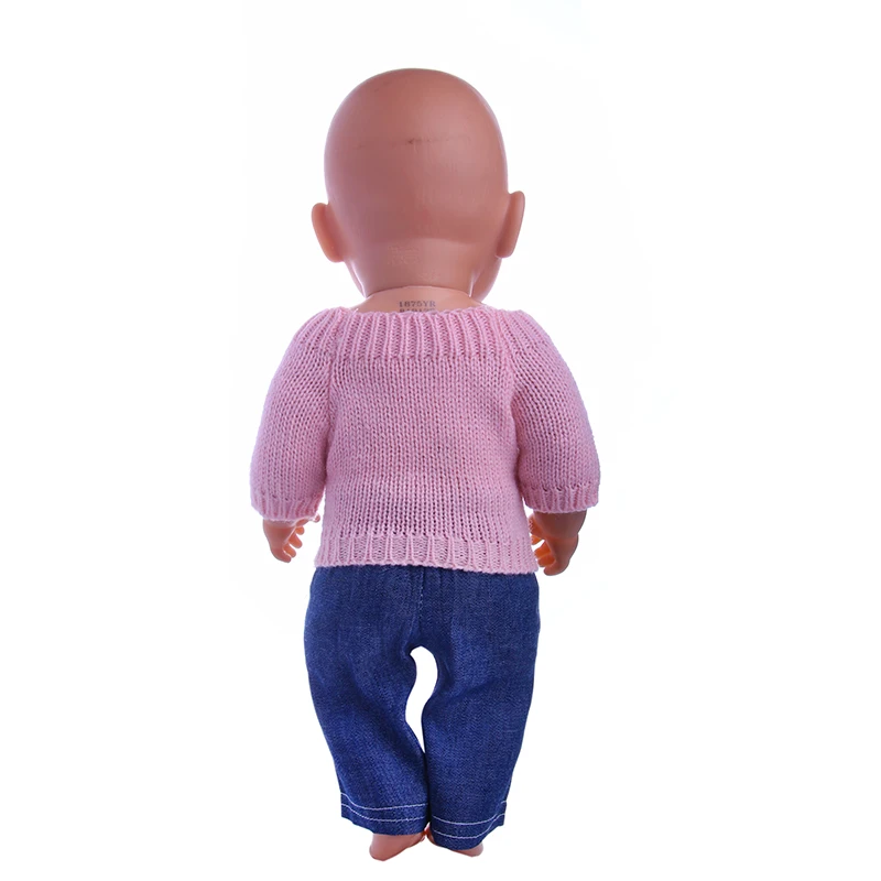 New Pink Sweater + Jeans Doll Clothes Wear fit 43cm Baby Born zapf Children best Birthday Gift Accessories | Игрушки и хобби