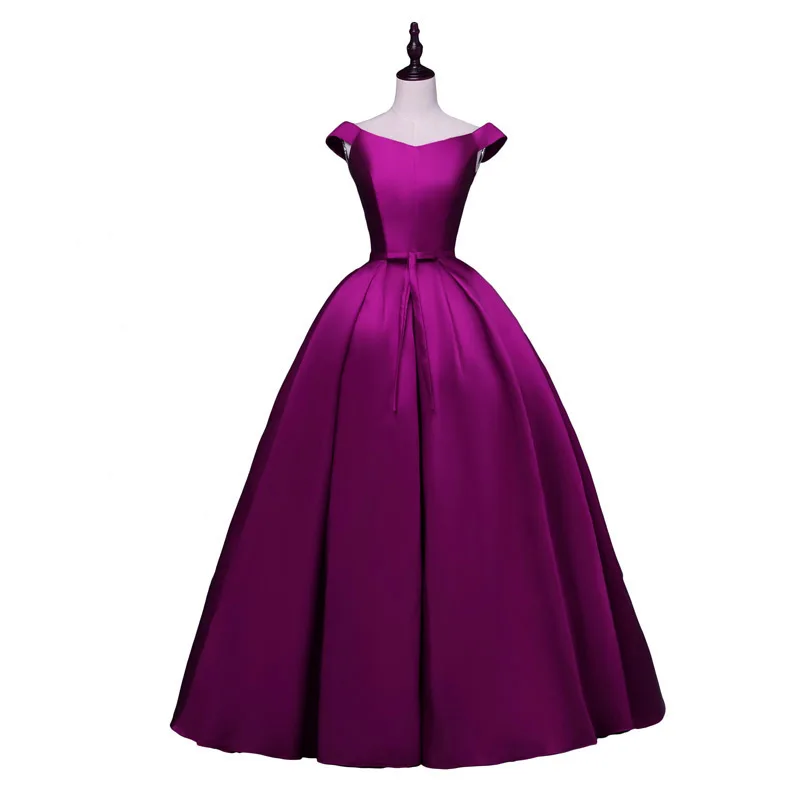 FADISTEE/ Новое поступление, вечернее платье для выпускного вечера, Vestido de Festa, бальное платье, атласное, на шнуровке, с бантом, длинное стильное платье - Цвет: purple