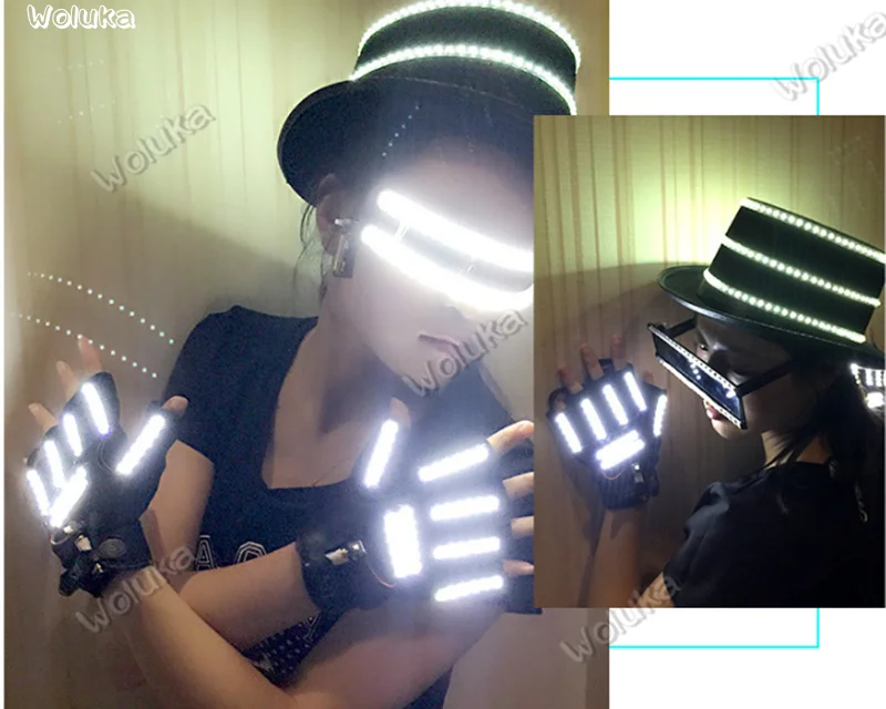 Светодиодный светильник перчатки мигающие очки лазерные костюмы одежда для