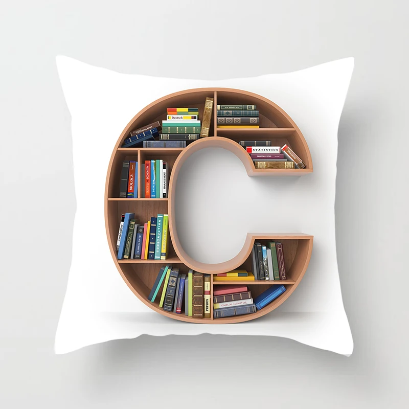 

Hot sale bookcase letters pillow case letters men women girls ladies square pillow cases high definition pillow cover 45*45cm