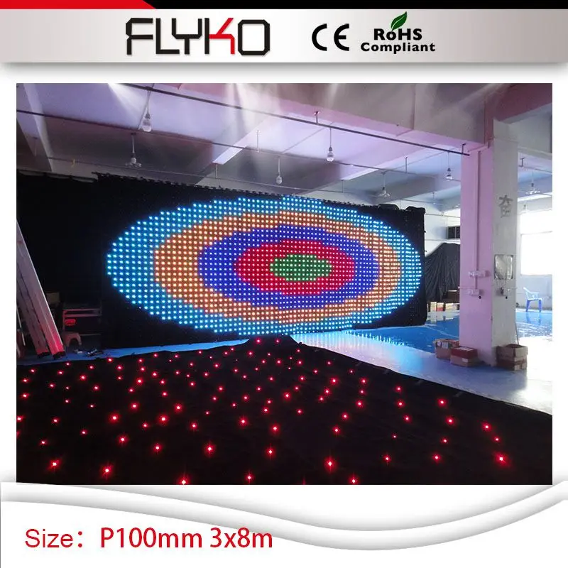 100mm Pixel flexible led curtain display video cloth Dj party curtain light 3*8m