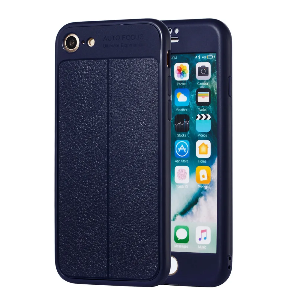 Full Body Phone Cover Front + Rear Coverage for IPhone 7 8 Luxurious 360 Protective Leather Case Plus |