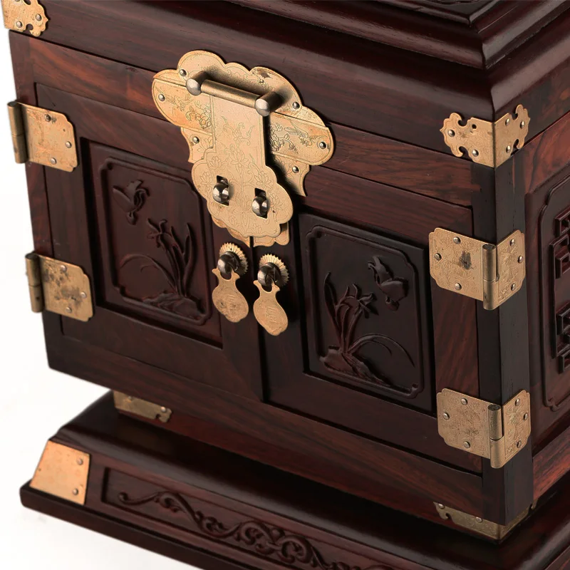 home decor Rosewood rosewood wooden jewelry box carved wood wedding oversized mirror with lock | Дом и сад
