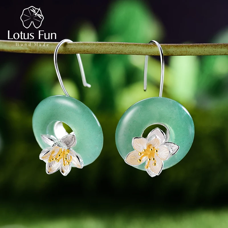Lotus Fun Настоящее серебро 925 пробы натуральный камень креативное ювелирное изделие