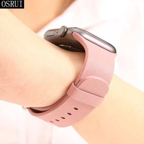 pink Ремешок для apple watch 4 ремешка 44 мм 40 мм correa 42 мм 38 мм iwatch series 3 2 кожаный браслет pulseira аксессуары для apple watch - Цвет ремешка: pink