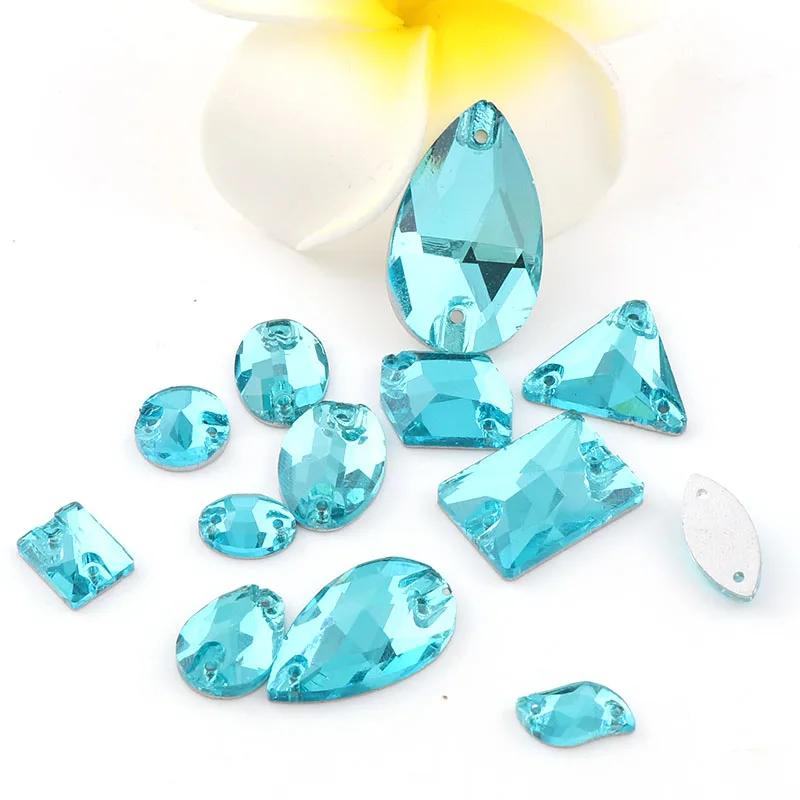 36 шт./пакет Аквамарин смешанный размер стразы с плоской задней стороной для