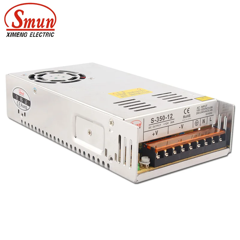 

SMUN S-350-12 350W 12V 29A импульсный режим питания SMPS для Светодиодный одного дисплея и системы видеонаблюдения