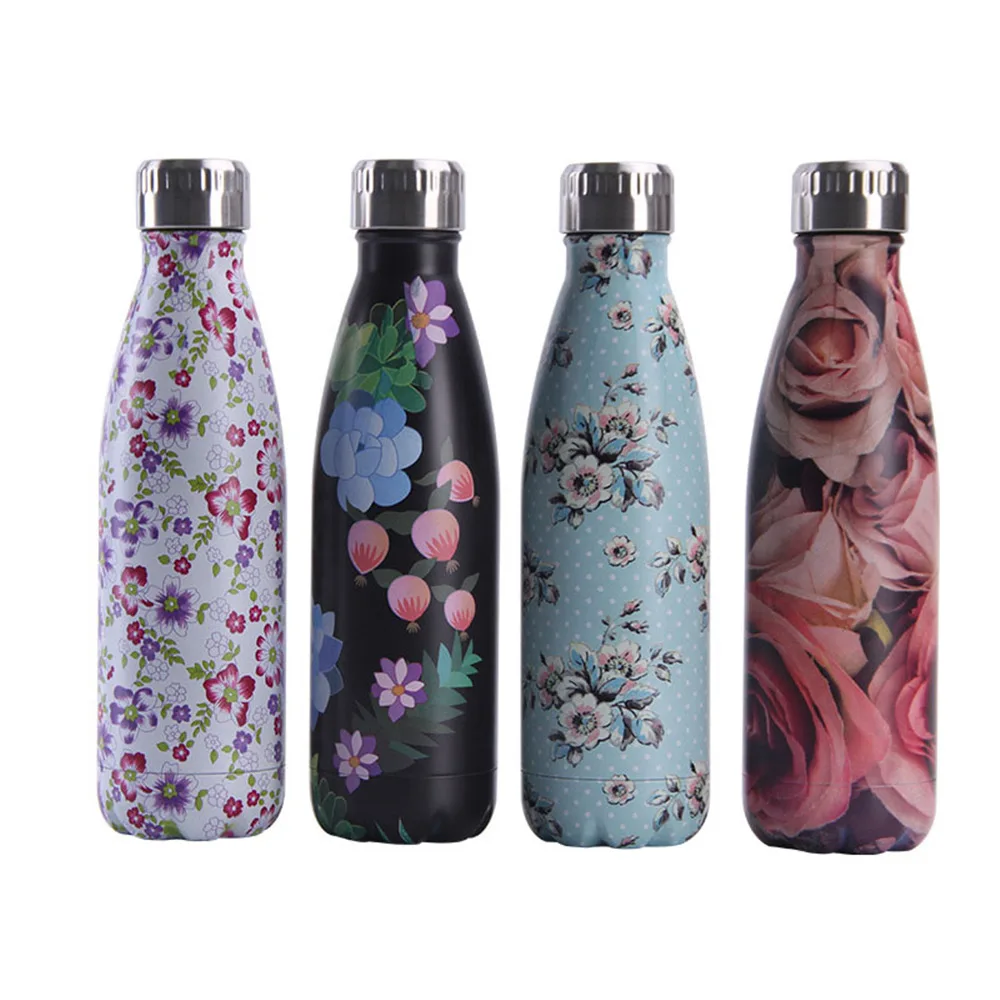 Цветочная креативная бутылка для воды без БФА термос из нержавеющей стали пива