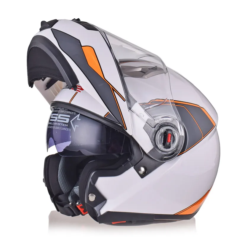 LS2 FF370 модульный Filp up мотоциклетный шлем полный уход за кожей лица гоночный скутер Casco Moto Capacetes de Motociclista двойной козырек - Цвет: White Orange QUICK