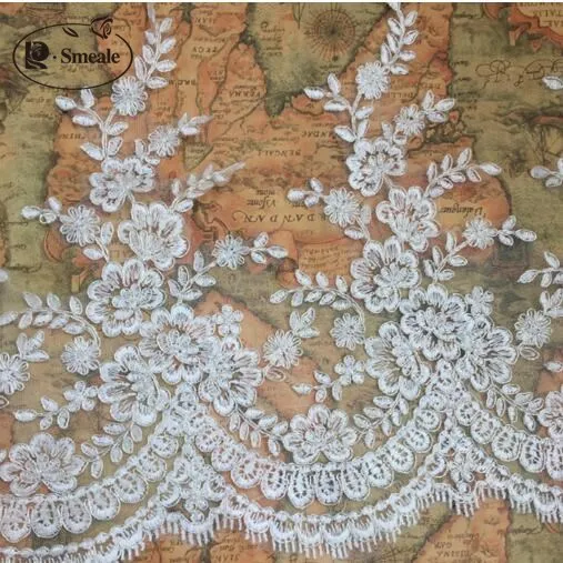 

3Yards/pack Refined Luxury with Continental Car Bone Sequined Lace Wedding Dress Accessories Lace Trim RS913