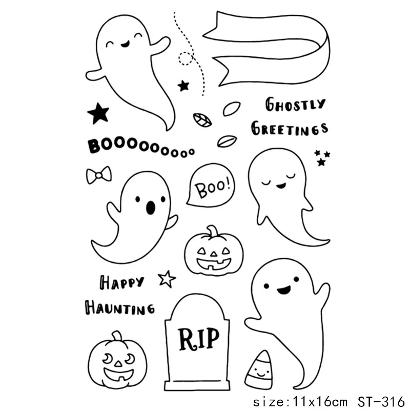 

ZhuoAngn Hallowen Merry ChistmasClear Silicone Stamp/Seal for DIY Scrapbooking/Photo Album Decorative Card Making Clear Stamps