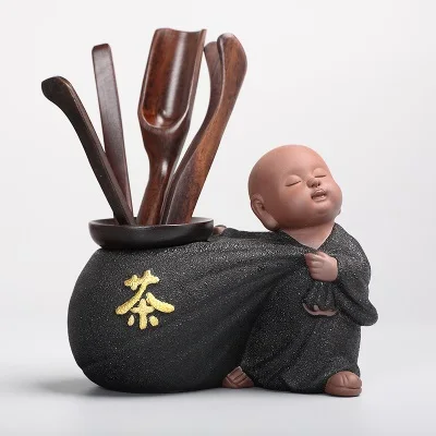 Tea ceremony Six Gentlemen Kung Fu tea set accessories complete of ebony chicken wing wood solid ceramic zero matching | Дом и сад