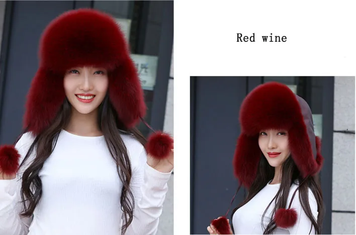 19 nuevo invierno ruso натуральный Лисий sombrero de piel caliente Venta caliente buena calidad piel de zorro bombardero sombreros g