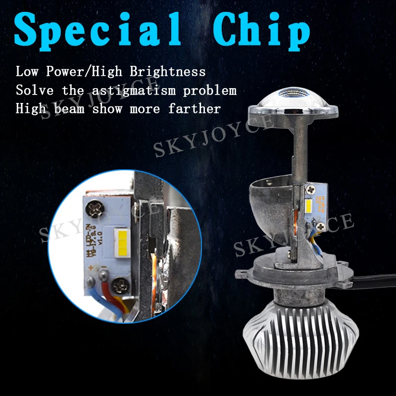 Mini Bi LED H4 объектив для проектора 35 Вт Hi/Lo луч Светодиодная лампа фар 5500 к белый авто