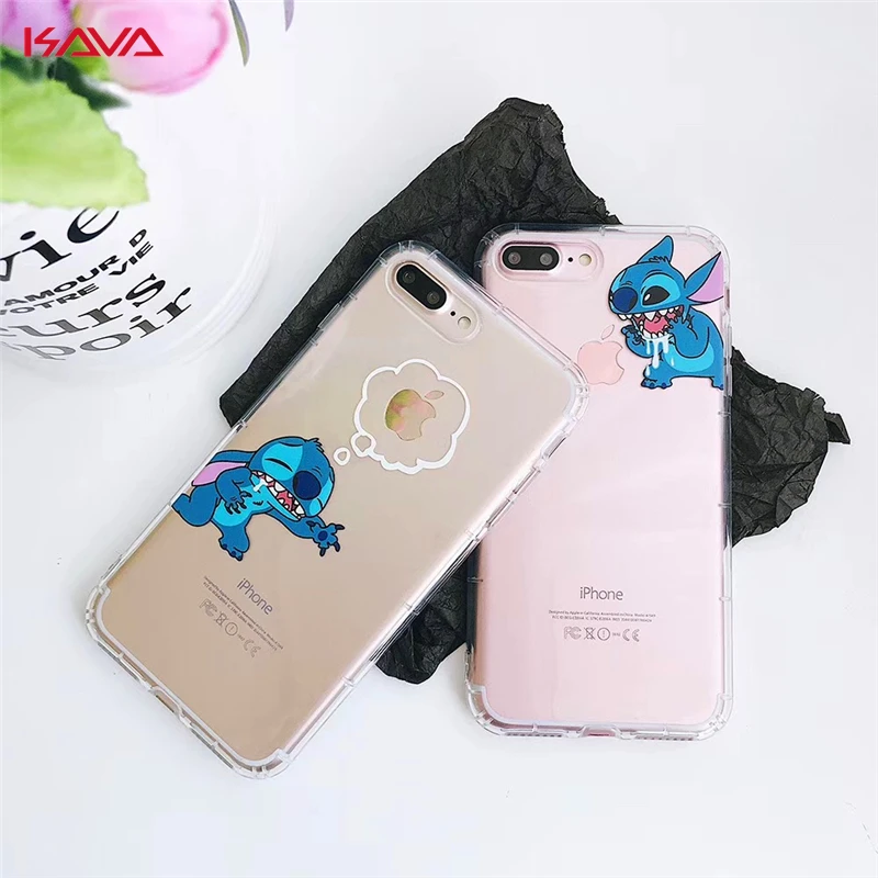 Новый чехол крышка с рисунками для iphone 6 S 7 8 plus X 10 XR XS MAX Stitch прозрачные милые