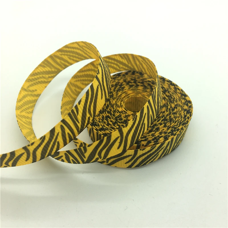 Yellow 5 ярдов/партия, 3/8 дюйма, 10 мм, корсажная лента с принтом зебры для волос с бантом, украшения для свадьбы, рождественской вечеринки, рукоделие - Цвет: Yellow