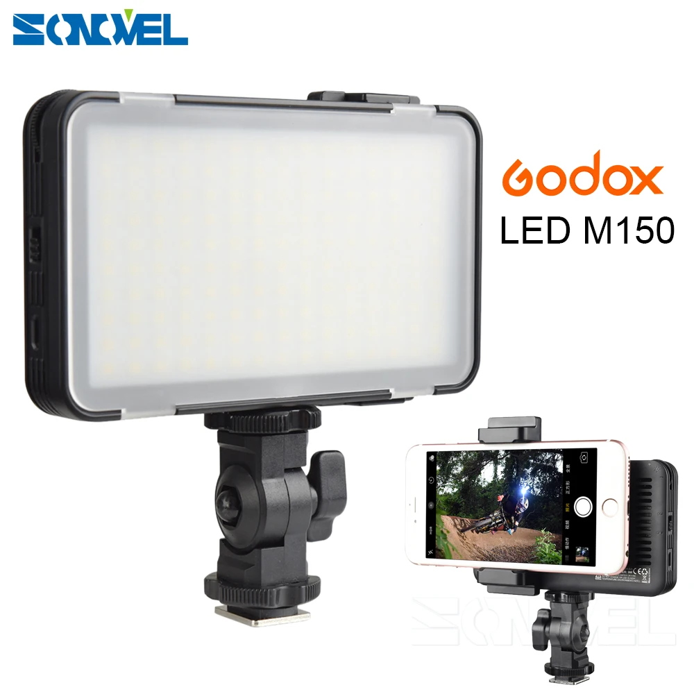 Godox светодиодный M150 Pro мобильный телефон светодиодный видео Свет Макс Мощность 9 W 5600 K с заряд питания USB разъем для iPhone 7, 7 Plus, 8, 8 Plus, X