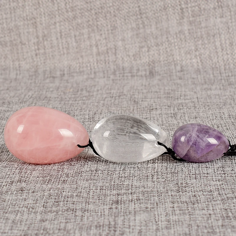 Набор яиц для массажа 3 размера микс цветов с натуральным кристаллом