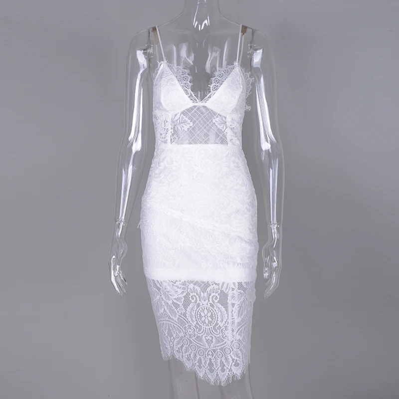 Женское кружевное платье без рукавов Parthea белое или черное облегающее средней