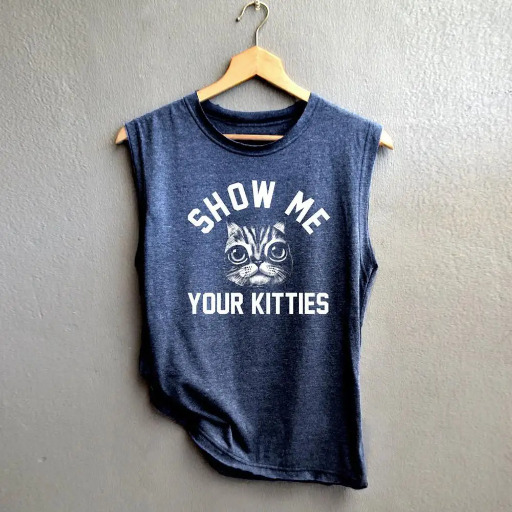 Haut Sexy Lady Harajuku Summer Shorts Sleeveless Tops Female Funny Cat Printed Vest Camisetas Verano Mujer Drop shipping c