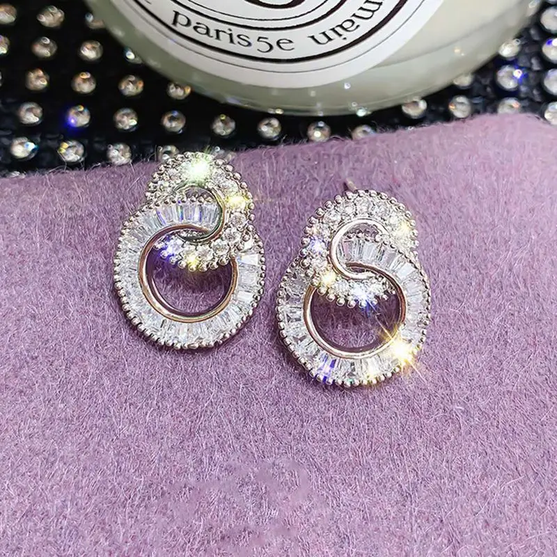 Серебряные серьги капли с иголками корейские тренды новые модные бриллиантами