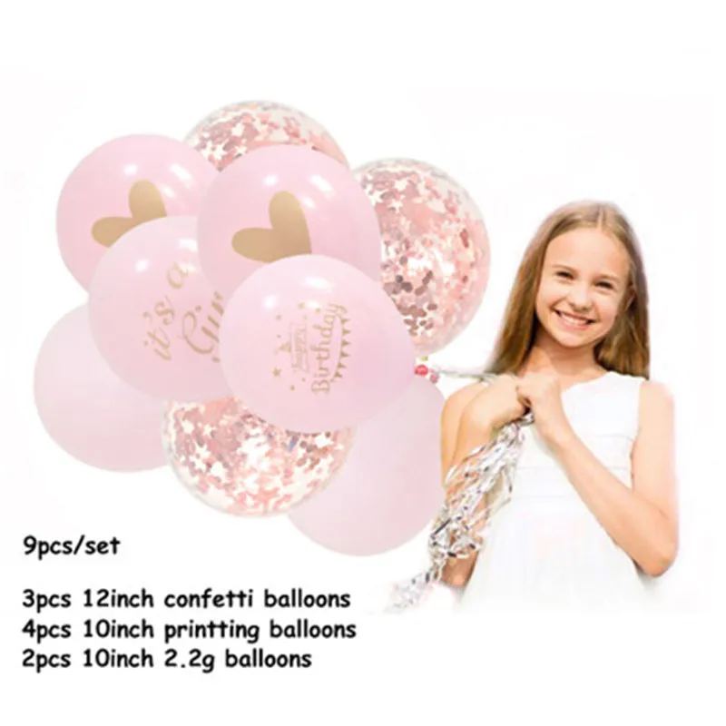 9 шт./компл. розовые золотые белые черные It's A Girl Baby Shower аксессуары для детской