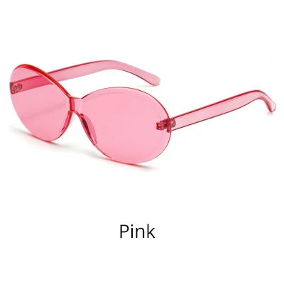 Pink Ralferty, модные Овальные Солнцезащитные очки для женщин, фирменный дизайн, цельные интегрированные очки без оправы, фиолетовые очки, новые оттенки W2106 - Цвет линз: Pink