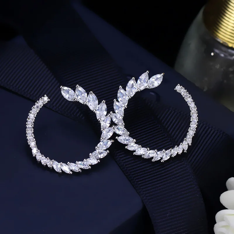 Серьги женские с фианитом нежные ювелирные украшения для ушей в форме оливкового