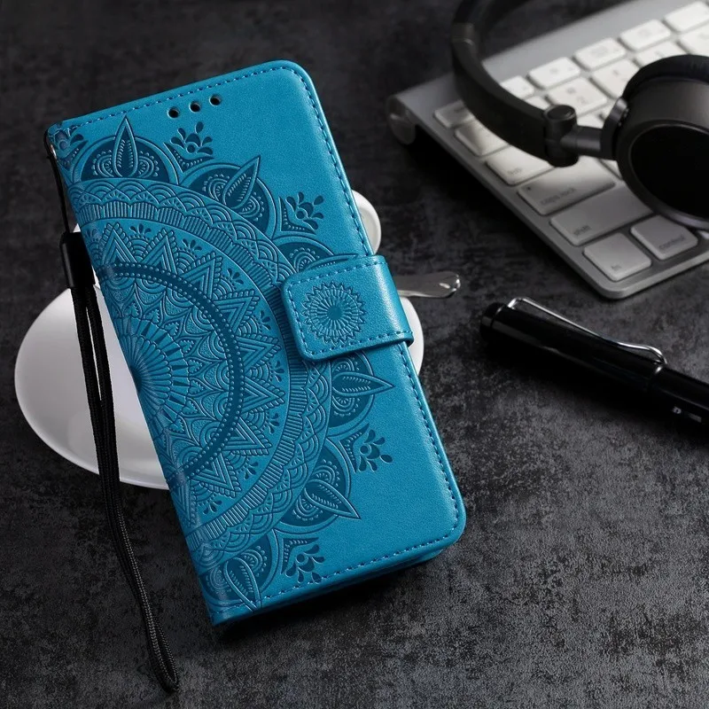 Синий Чехол для телефона Etui, чехол для sony Xperia XA XA1 XA2 XZ XZ1 XZ2 XZ3 Z3 Z5 L1 L2, ультра мини-кошелек с тотемным принтом из искусственной кожи - Цвет: Синий