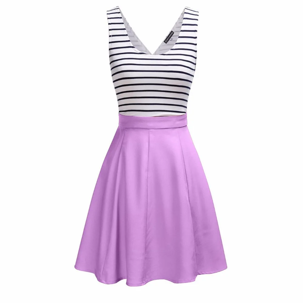 Новое весенне-летнее женское Короткое платье в полоску без рукавов с круглым