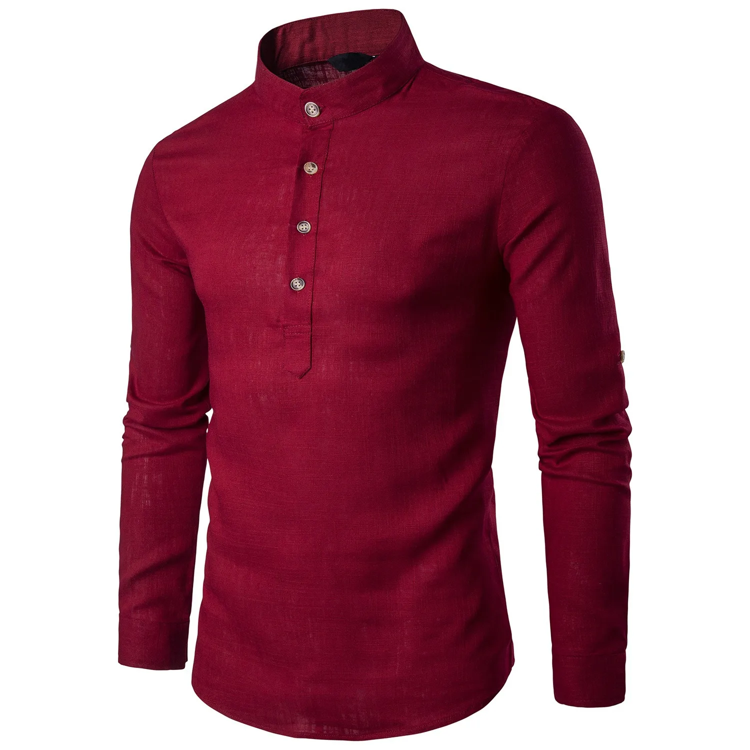 ZOGAA Men Business Polo Shirts Long Sleeve Undershirt Slim Pure Color White Shirt 2019 Fashions Stand Collar | Мужская одежда