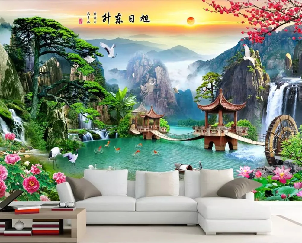 2021 Custom Beautiful Scenery 3D Wallpaper Mural Living Room Bedroom Wall Stickers Home Decor Background | Обустройство дома