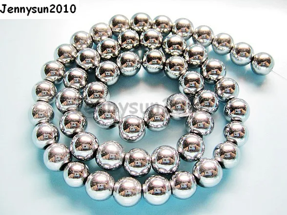 

3mm Metallic Silver Natural Hematite Gems stone Round Ball Beads Metallic Color 16'' for Jewelry Making Crafts 10 Strands/Pack