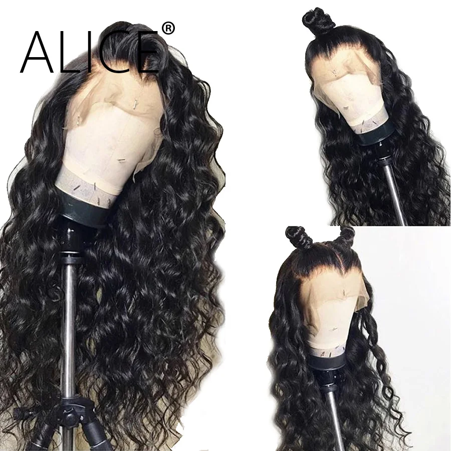 ALICE свободные волнистые кружевные передние человеческие волосы парики с