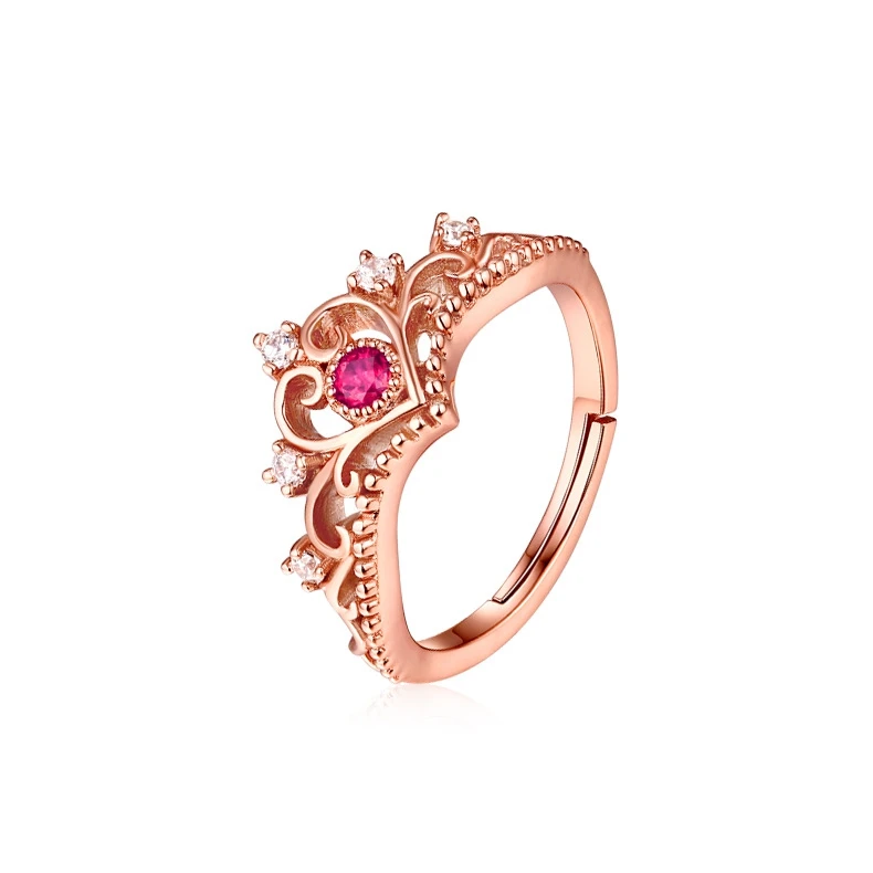 925 Sterling Silver Natural Red Tourmaline Crown Rings for Women Wedding Party Jewelry Gifts | Украшения и аксессуары