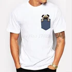 Мужская футболка Pugturday, с рисунком мопса в кармане, Повседневная классная футболка с коротким рукавом, MT983