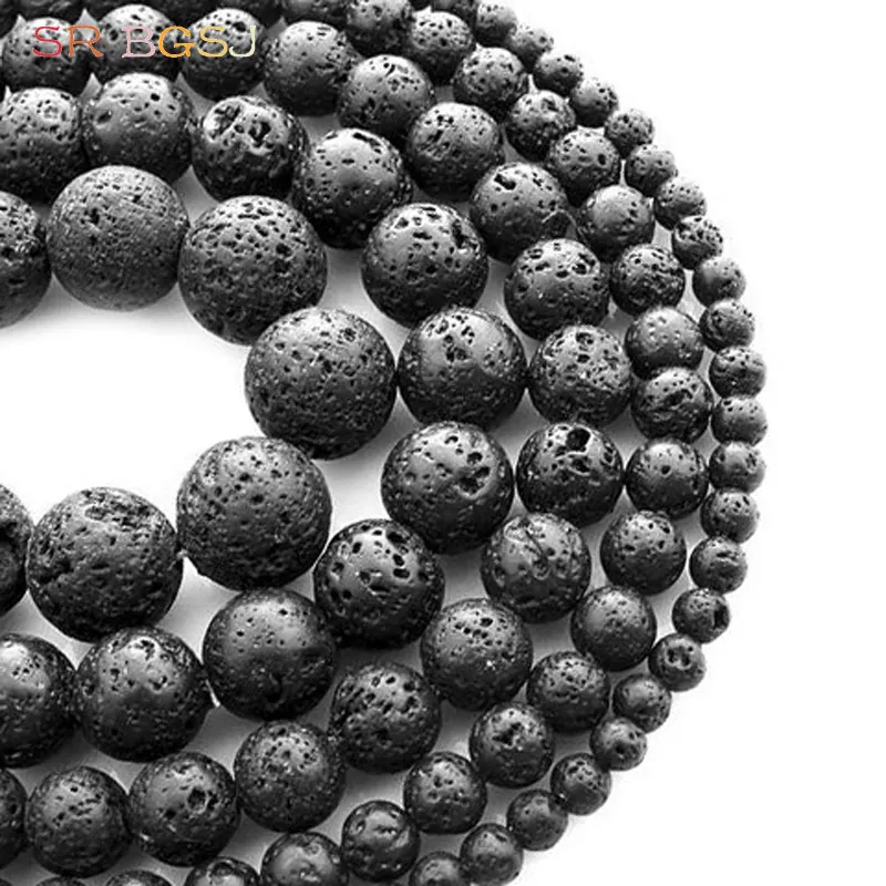 Free Shipping Lowest Price 4 12mm Jewelry DIY Findngs Loose Round Black Lava Natural Stone Spacer Beads 15inch|spacer beads|beads free shippingprices