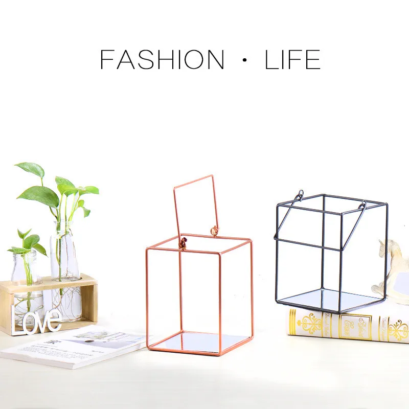 Современный зеркальный подсвечник-кубик геометрической формы домашний декор