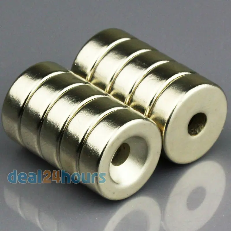 OMO Magnetics 100 шт. супер сильные Круглые неодимовые потайные кольцевые магниты 15 мм x 5