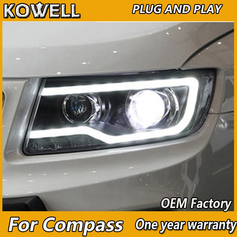 KOWELL автомобильный Стайлинг для JEEP Compass 2011 2015 светодиодный светильник на голову