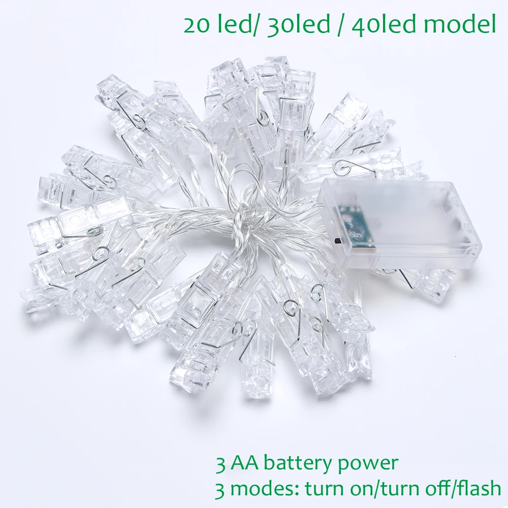 USB на батарейках светодиодные фото зажимы сказочные гирлянды рождественские