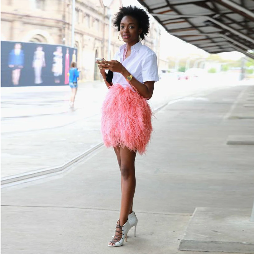 Женская короткая юбка с перьями Falda юбка-карандаш на молнии кораллового цвета 2017 |