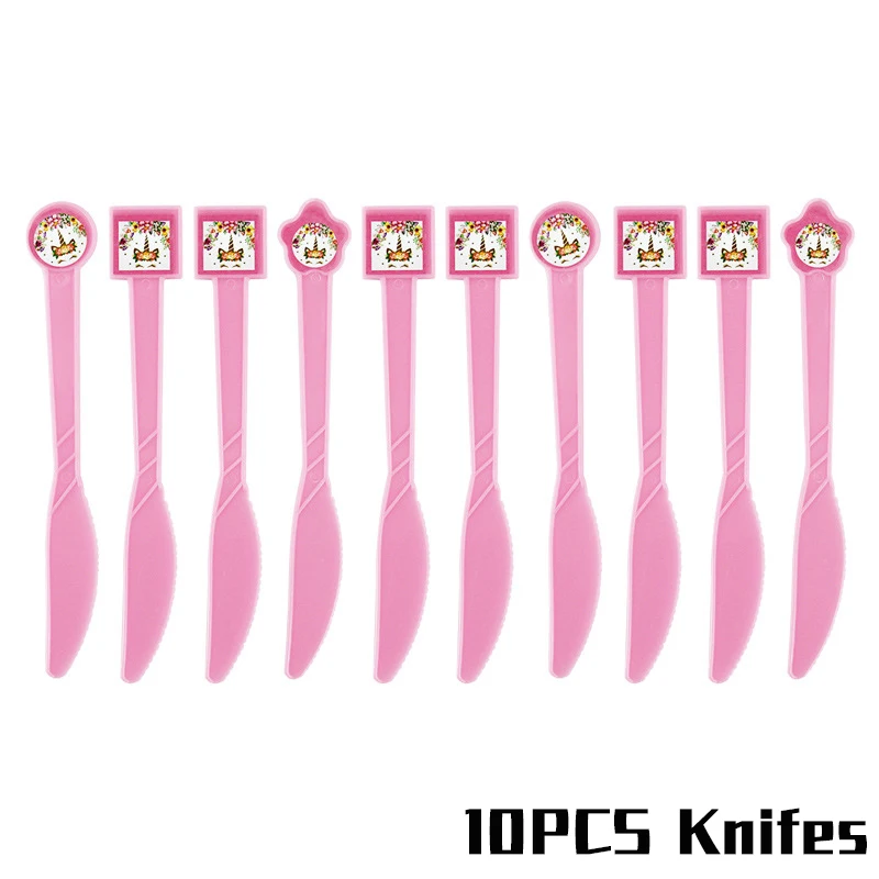 10pcs knife Единорог рога торт Топпер кекс топперы торт на день рождения украшения для мальчиков и девочек подарок на свадьбу одноразовые принадлежности - Цвет: 10pcs knife