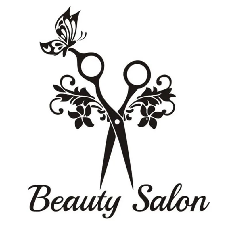 

Beauty Salon Quote Wall Sticker Art Scissors Butterfly Vinyl Wall Sticker Hair Shop Mural Decor