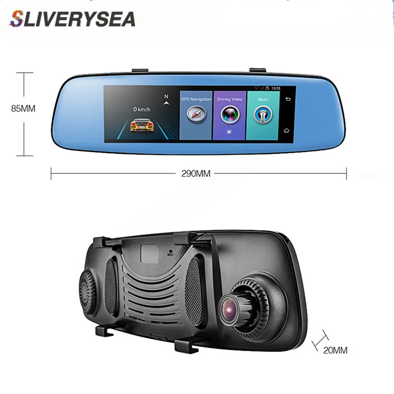 SLIVERYSEA Автомобильный видеорегистратор 7 84 дюйма IPS Touch 4G зеркальный Android ADAS GPS HD 1080P