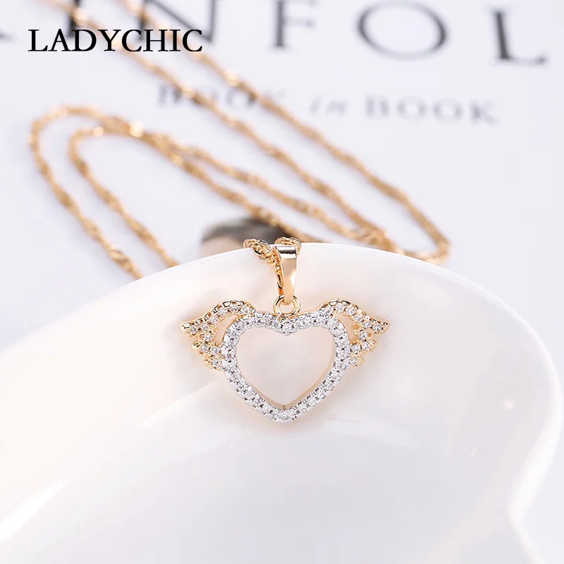 Женское романтическое ожерелье LADYCHIC с подвеской в виде сердца украшенное