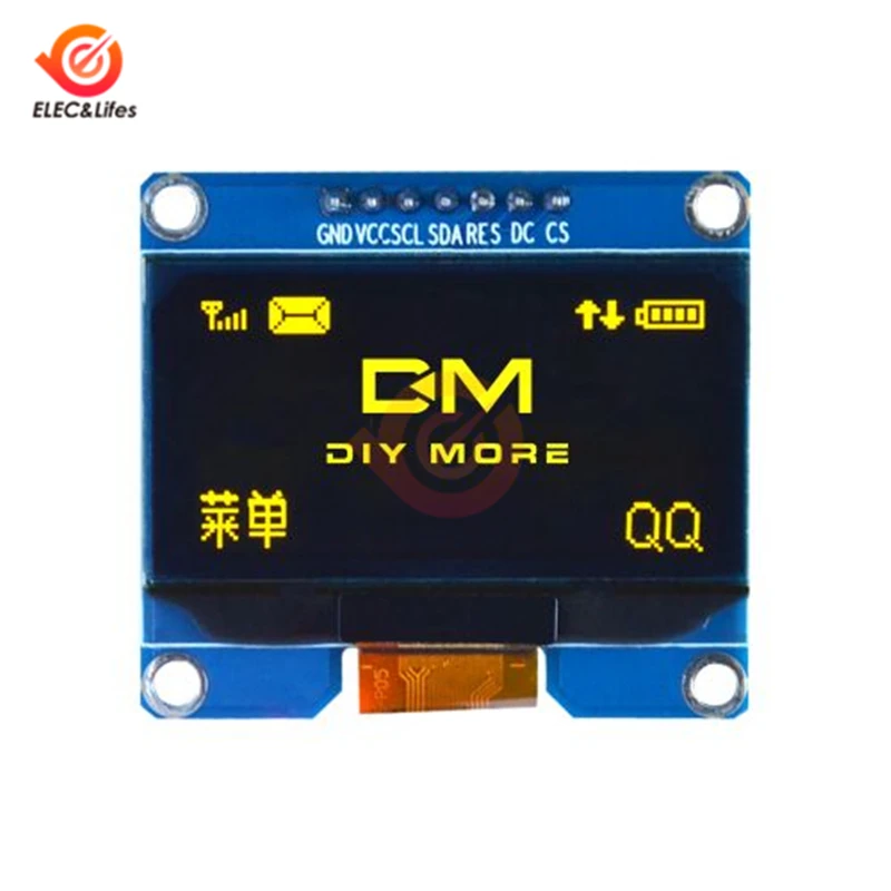 OLED-модуль 1 54 дюйма 7 контактов белый/синий/желтый с интерфейсом IIC I2C SPI |