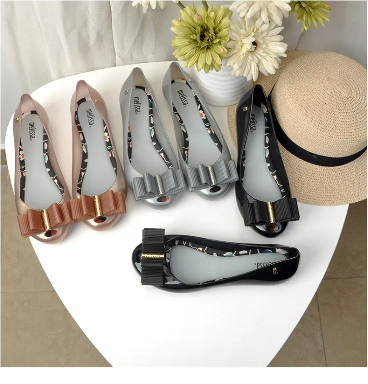 Melissa/Женская обувь, sandalias mujer, женские сандалии на плоской подошве с бантиком, Брендовая обувь melissa для женщин, прозрачные сандалии, женская прозрачная обувь